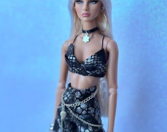 1:6 scale doll outfits.  Shiny  bustier and trousers  for integrity toys. Outfit for integrity toys. Doll dress