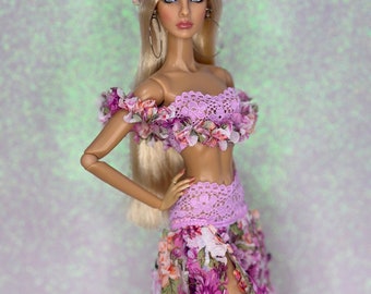 1:6 Puppenkleid. Pinkfarbenes Tüllkleid für integre Spielzeug. Poppy Parker Kleid. Puppenoutfit