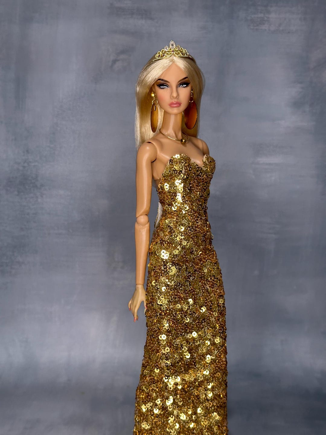 Gold Sequin Doll Dress: 1/6 Scale Fashion Royalty, Integrity Toys - Etsy
