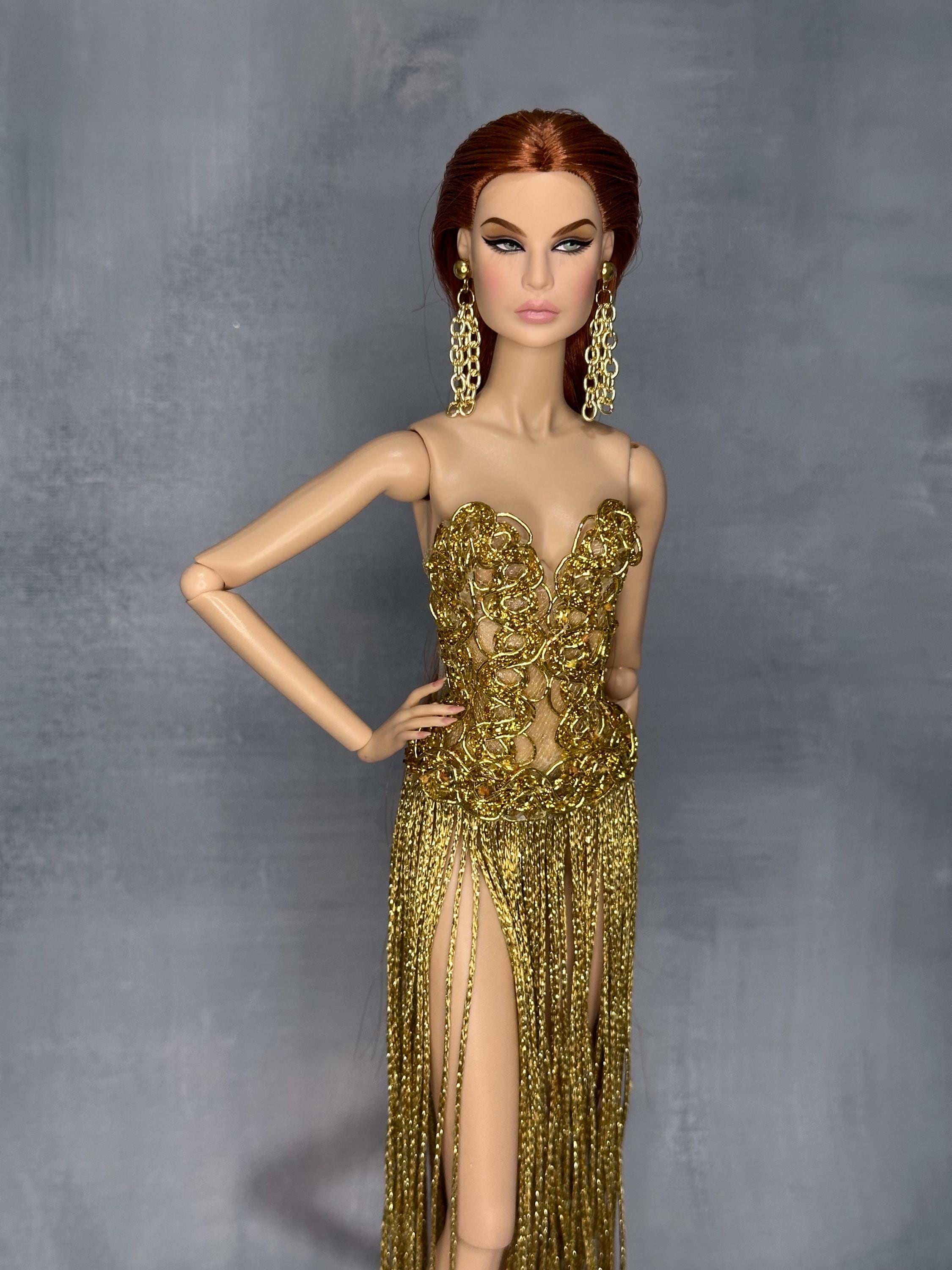 1:6 Scale Doll Dress. Gold Dress for Fashion Doll. Glitter Dress for  Integrity Toys. ntegrity Doll Evening Dress. Dore Dress. - Etsy