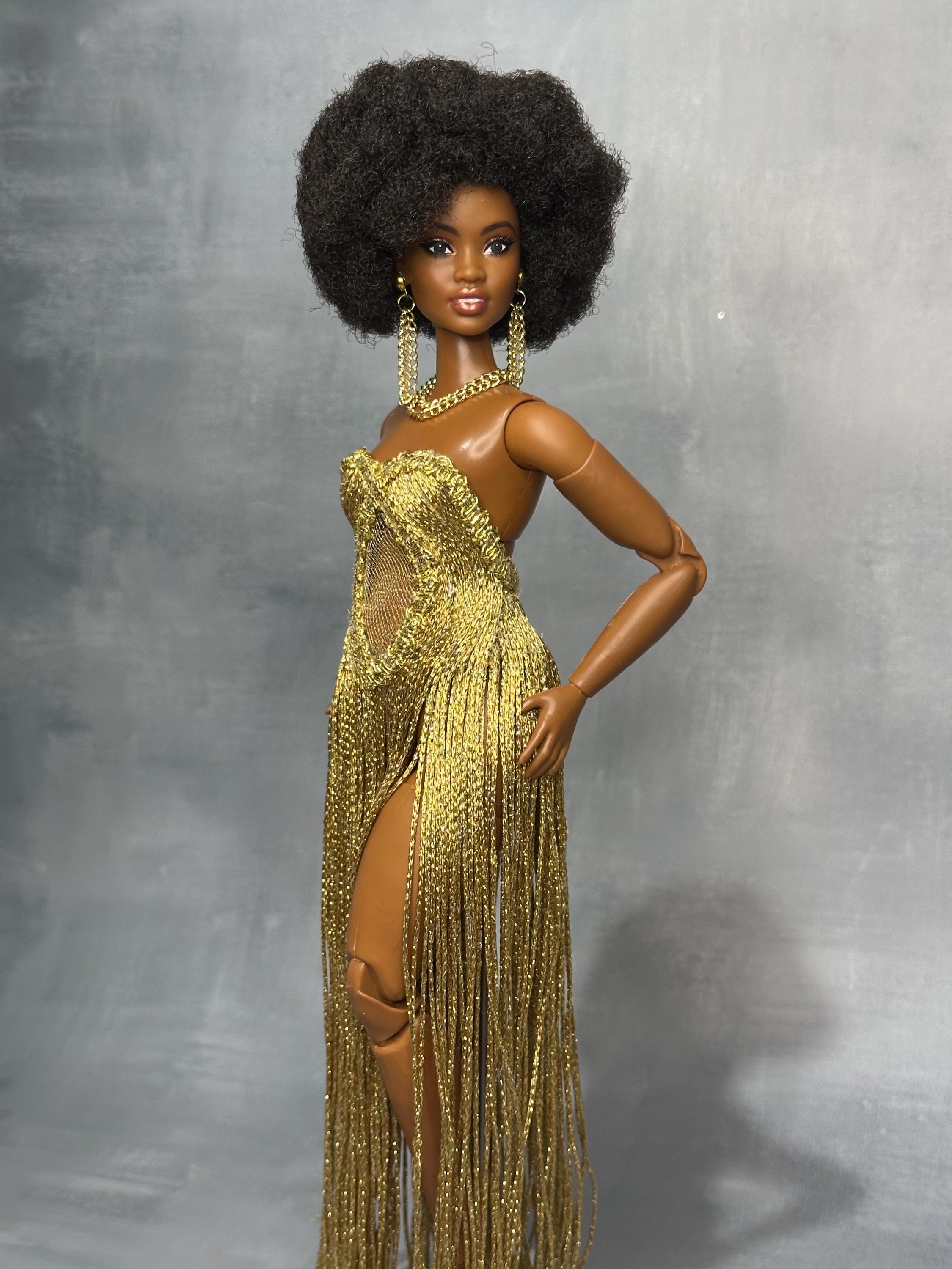Gold Dress for 1:6 Scale Curvy Doll - Etsy