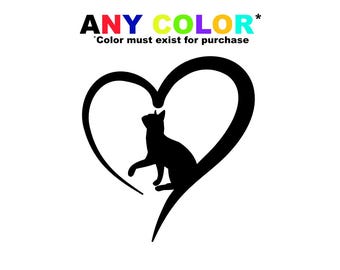 Cat Heart Vinyl Decal | Cat Lover Car Sticker | Kitty Paw Print Heart Decal | Laptop, Tumbler, or Window Sticker