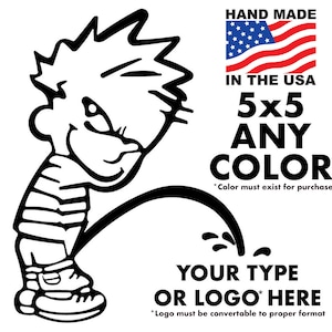 Calvin Peeing Custom Vinyl Sticker & Decal - Personalized Car Decal