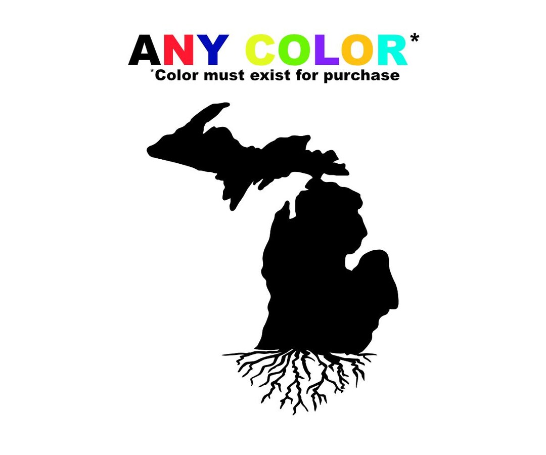 Michigan With Roots Design Michigan Roots Vinyl Sticker & Decal - State Pride Car Decal - Etsy