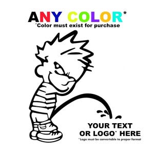 Adesivo e decalcomania in vinile personalizzati Calvin Peeing Boy Peeing - Adesivo per auto personalizzato