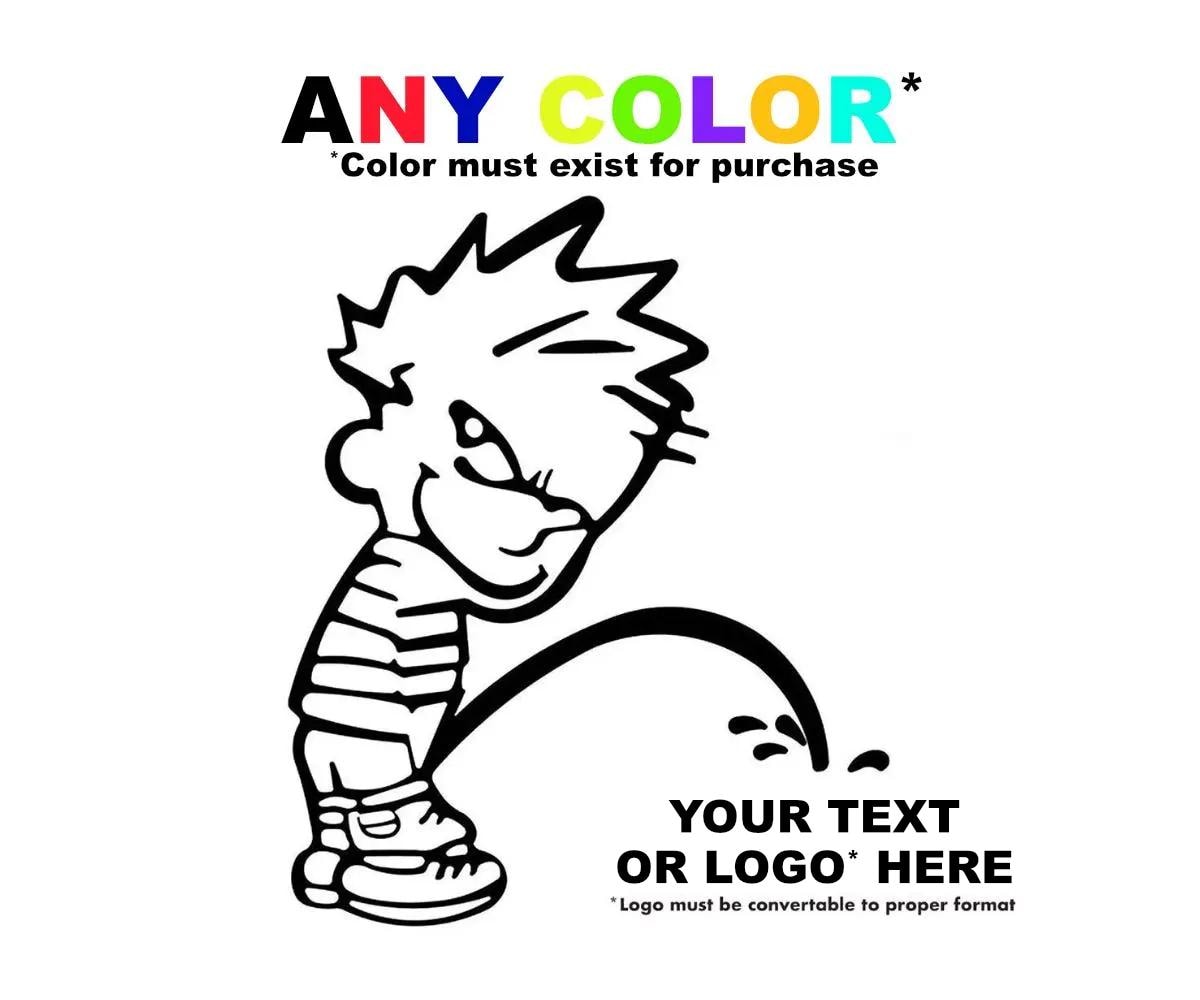 Calvin Peeing Boy Peeing Custom Vinyl Sticker & Decal - Personalized Car Decal