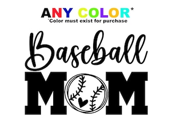 Baseball Mom Decal – Sports Mom Sticker – Baseball Car Window Decal – Proud Mom of Player – Custom Team Color Vinyl Sticker