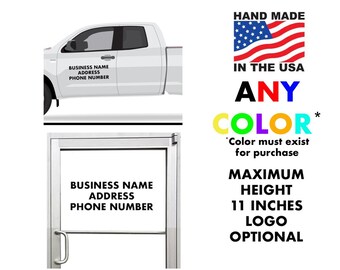 Personalized Vinyl Door Signs - Custom Car Truck or Business Decor