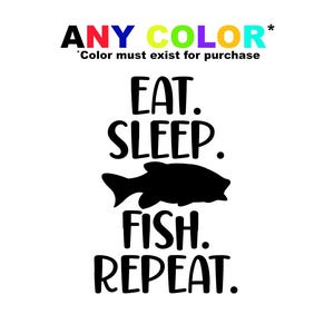 Eat Sleep Fish Repeat vinylsticker en autostickers