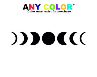 Calcomanía de fases lunares / Calcomanía de vinilo celestial / Fase lunar / Calcomanía de luna bohemia para ventana de coche / Accesorios de bruja para coche