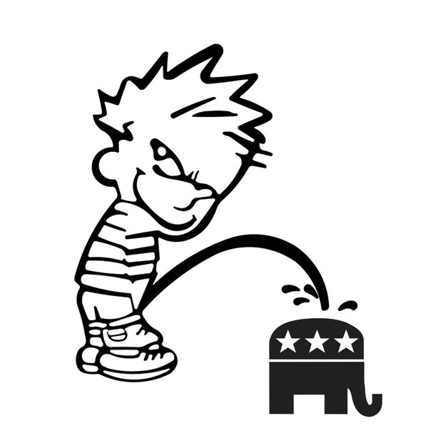 Calvin peeing RNC Elefant Aufkleber