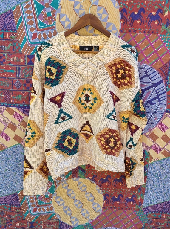 Vintage Geometric Tribal Sweater Size M