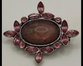 Brooch Pink Pink Rhinestone Cabochon Vintage Style Accessory