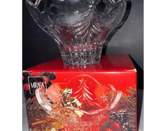 Mikasa Footed Bowl Home 6in Clear Christmas Night Crystal Tree Star Decor