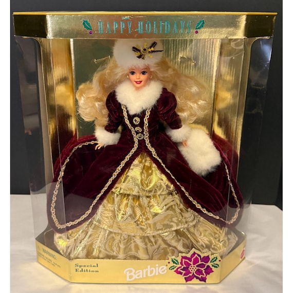 1996 Happy Holidays Barbie Special Edition NIB Burgundy Velvet Mattel Vintage