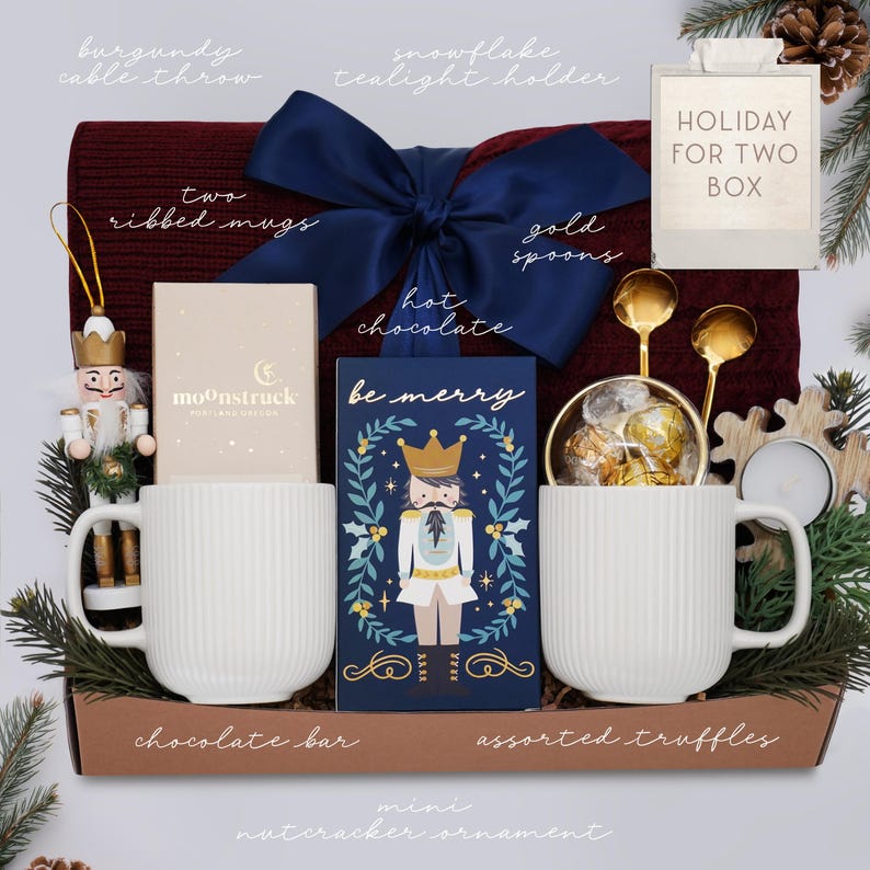 Christmas Gifts for Her, Holiday Stocking Gift Box, Holiday Housewarming, Gifts for Women, Sister, Best Friend, Hygge Blanket Box, Cozy Gift HOLIDAY FOR TWO