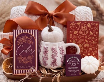 Cozy Pumpkin Fall Care Package for Women, Autumn Gift Box, Fall Birthday Gift, Hostess Basket, Encouragement Gift Set, Thinking of You