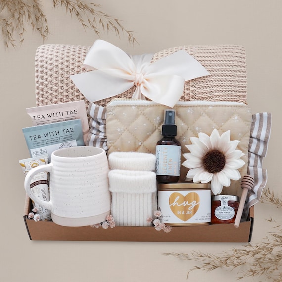 Hug In A Box, Cozy Care Package, Self Care Basket, Unique Gift, Gift for Mom, Hygge Gift Box, Thinking Of You Box, Blanket Gift Box