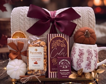 Luxury Fall Care Package for Her,  Cozy Autumn Gift Box, Warm Hygge Comfort Basket