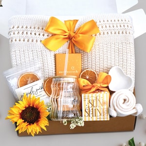 Sending Sunshine Gift Box, Gift with Blanket and Mug, Care Package for Her, Best Friend Gift Basket, Mom Care Package