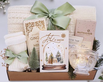 Christmas Gifts for Her, Holiday Stocking Gift Box, Holiday Housewarming, Gifts for Women, Sister, Best Friend, Hygge Blanket Box, Cozy Gift