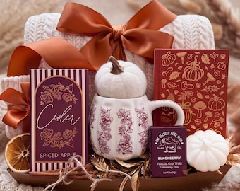Luxury Fall Care Package for Her,  Cozy Autumn Gift Box, Warm Hygge Comfort Basket