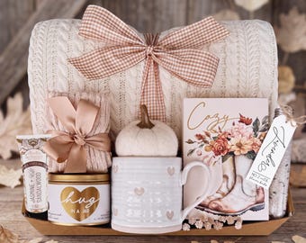 Love and Hugs Fall Care Package for Women, Sending a Hug, Thinking of You Box, Encouragement Gift, Hygge blanket box, Self Care Basket