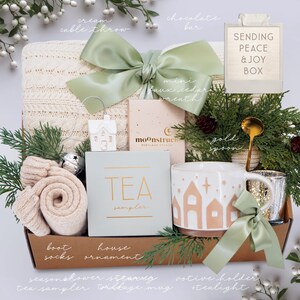 Christmas Gifts for Her, Holiday Stocking Gift Box, Holiday Housewarming, Gifts for Women, Sister, Best Friend, Hygge Blanket Box, Cozy Gift SENDING PEACE & JOY