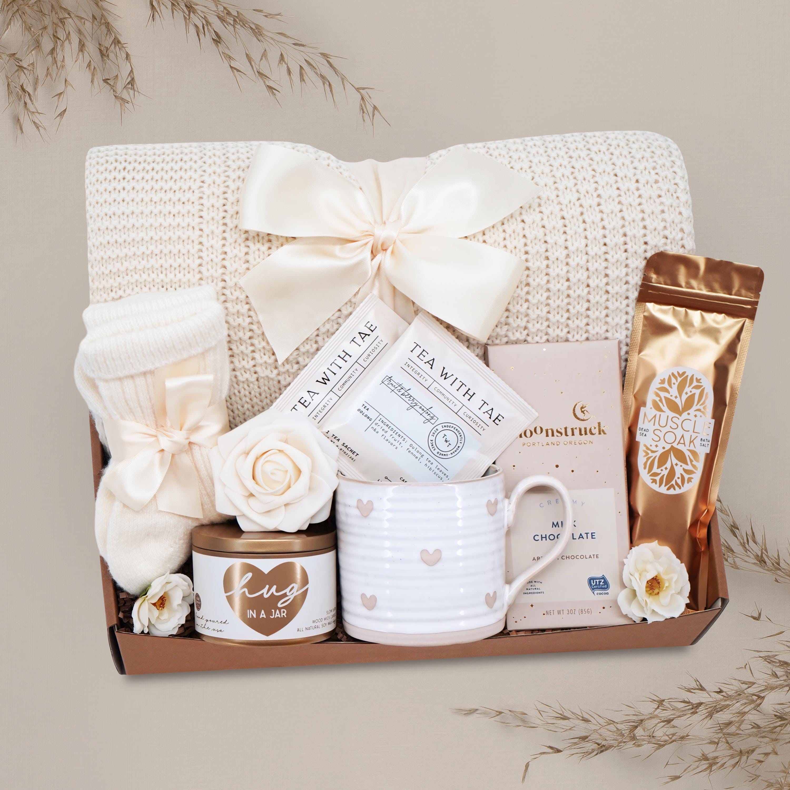 Gift Box for Women With Blanket, Candle, Tea & Socks | Happy 