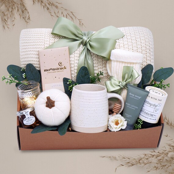 Fall Get Well Soon Care Package for Her, Cozy Comfort Recovery Gift Box, Autumn Hug Basket