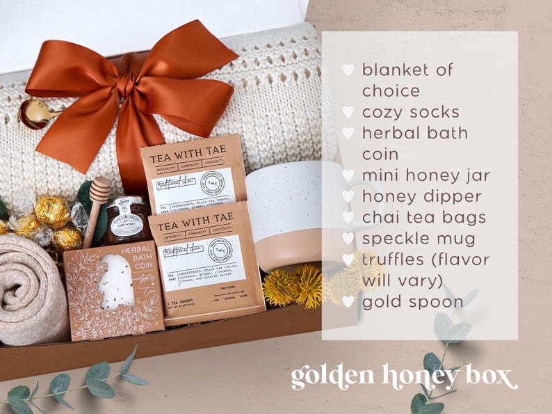 Hygge Gift Basket for Women Cozy Gift Box With Blanket, Socks, Tea Self