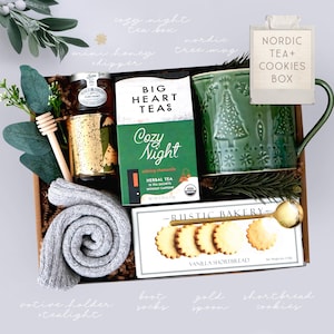 Christmas Gifts for Her, Holiday Stocking Gift Box, Holiday Housewarming, Gifts for Women, Sister, Best Friend, Hygge Blanket Box, Cozy Gift NORDIC TEA + COOKIES