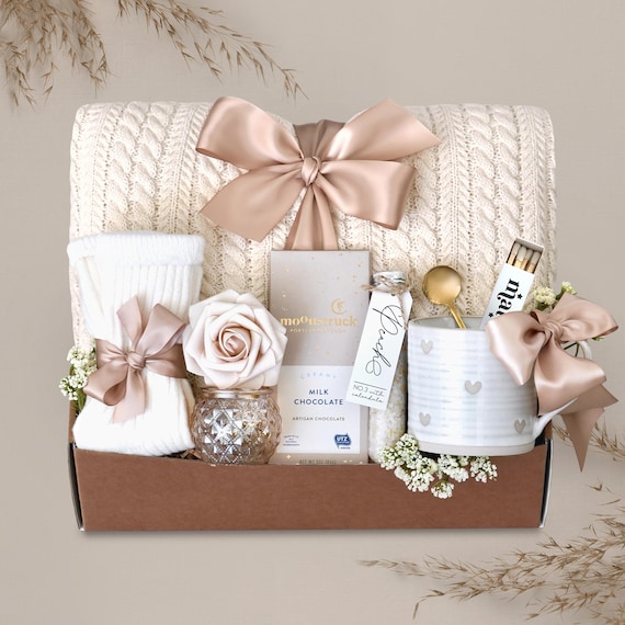 Sending Prayers Gift Box for Women with Blanket, Care Package Friend, Mom, Coworker, Wife, Cozy Self Care Package