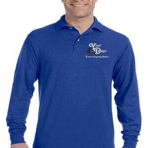 12 Men&#39;s Long Sleeve Polo Shirts with Business Company Logo Embroidered