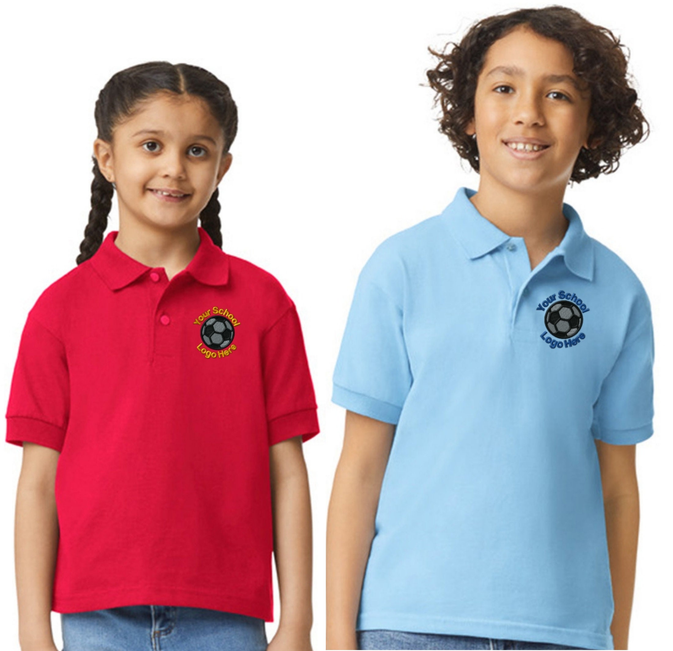 Youth Size Kids School Uniform Polo Shirt With Custom