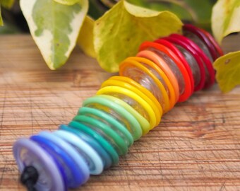 Regenbogen Scheibenperlen Set - Lampwork Glasperlen - Scheibenperlen - Glasperlen Set