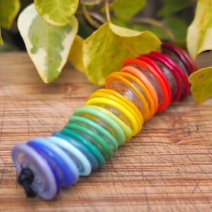 Rainbow Disc Bead Set - Lampwork Glass Beads - Disk Beads - Glass Bead Set
