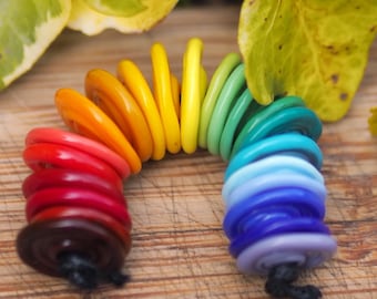 Regenbogen Scheibenperlen - Lampwork Perlen Set - Glasperlen - Regenbogen Glasperlen - Pride Lampwork Beads
