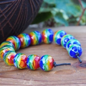 Lampwork Rainbow Petal Beads - Glass Rainbow - Glass Beads - Pride Beads