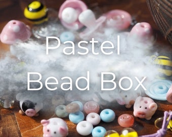 Lampwork Bead Pastel Box - Seizoensgebonden Box - Handgemaakte pastelkralen - Kralen voor het maken van sieraden - Abonnementsdoos - Glazen kralen