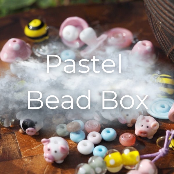 Lampwork Bead Pastel Box - Seasonal Box - Handmade Pastel Beads - Beads for Jewelery Making - Subscription Box - Glass Beads
