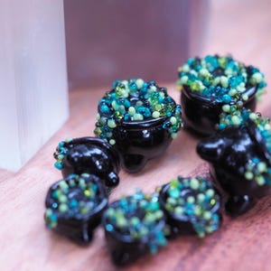 Witches Cauldron Lampwork Beads - Glass Halloween Beads - Handmade Spooky Season Beads - Halloween Beads - Glass Beads for Jewellery Making