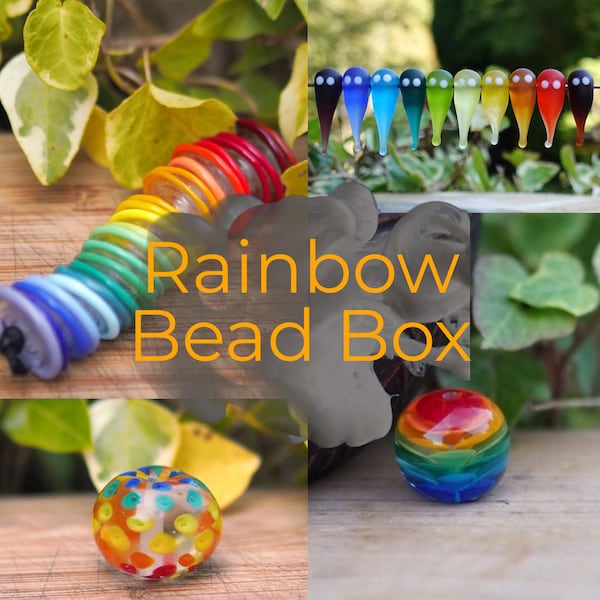 Lampwork Bead Rainbow Box - Seasonal Box - Handmade Rainbow Beads - Beads for Jewelery Making - Subscription Box - Glass Beads