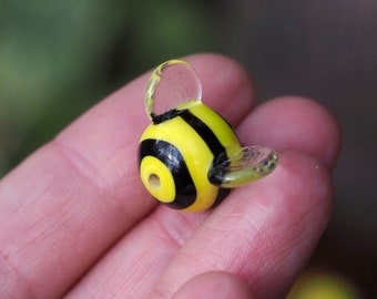 Pastel Bumble Bee Lampwork Abalorios - Abalorios de Abeja - Abalorios de Lámpara - Fabricación de Joyas - Abalorios Artesanales