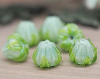 Rose Bud Lampwork Beads - Flower Beads - Lampwork beads - Jewellery Making - Artisan Beads - Esmerical