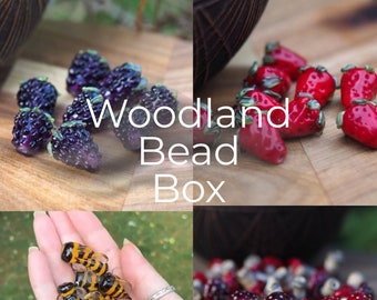 Woodland Lampwork Bead Box - Seasonal Box - Handmade Woodland Beads - Beads for Jewelery Making - Subscription Box - Glass Beads