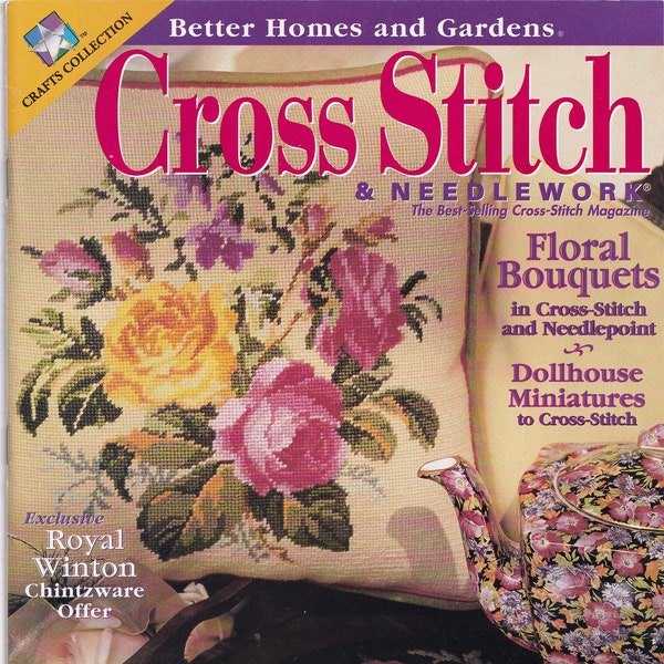 Better Homes and Gardens Cross Stitch and Needlework Magazine JAN-FEB 2000 - sampler, floral, dollhouse accessories, bunnies