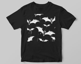 Gothic Bat Graphic T-Shirt - Vintage Horror Shirt