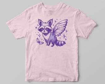 Camiseta de guaxinim fofa, camiseta de guaxinim borboleta, camiseta de desenho de guaxinim retrô, camiseta de meme