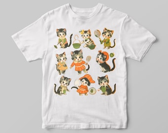 Vintage Kitten Tennis T-Shirt: Funny Cat Lover Gift